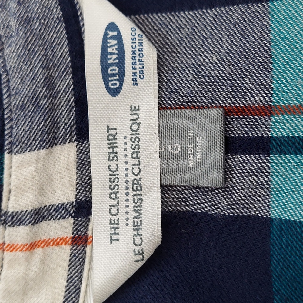 * Old Navy The Classic Shirt Button-Down Multicolor Plaid Size Large, Like New - Picture 5 of 8